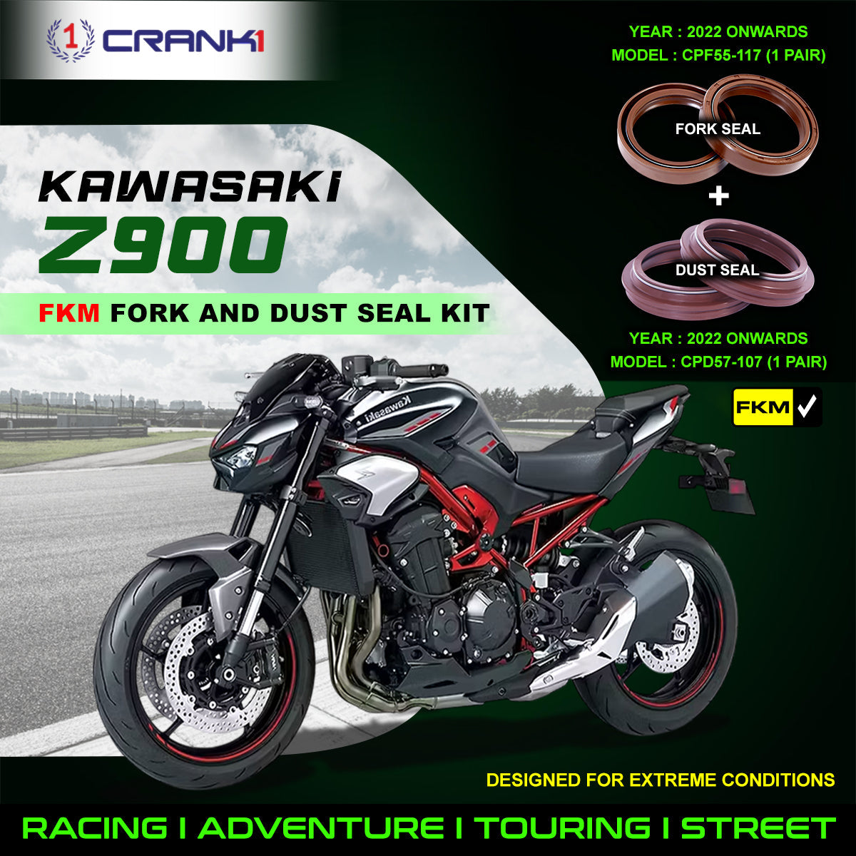 Fork And Dust Seals Kit For Kawasaki Z900 2022 Onwards - CRANK1