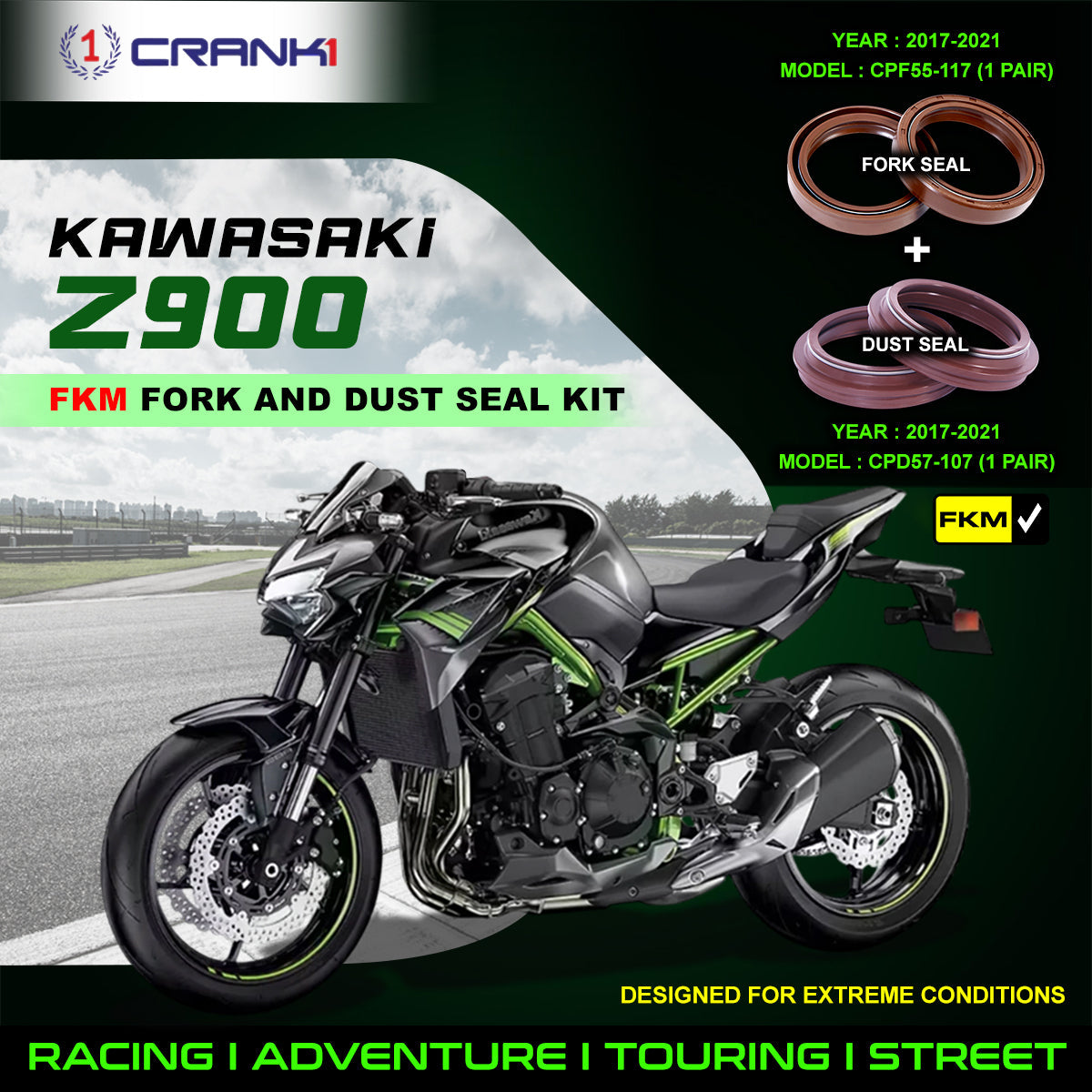 Fork And Dust Seals Kit For Kawasaki Z900 2017-2021 - CRANK1